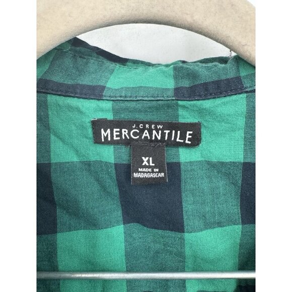 J.Crew Mercantile Plaid Button Top Women XL Green Long Sleeve Lightweight Preppy - Picture 3 of 9